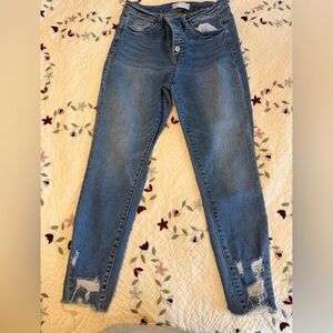 Trendy Blue Distressed Skinny Jeans